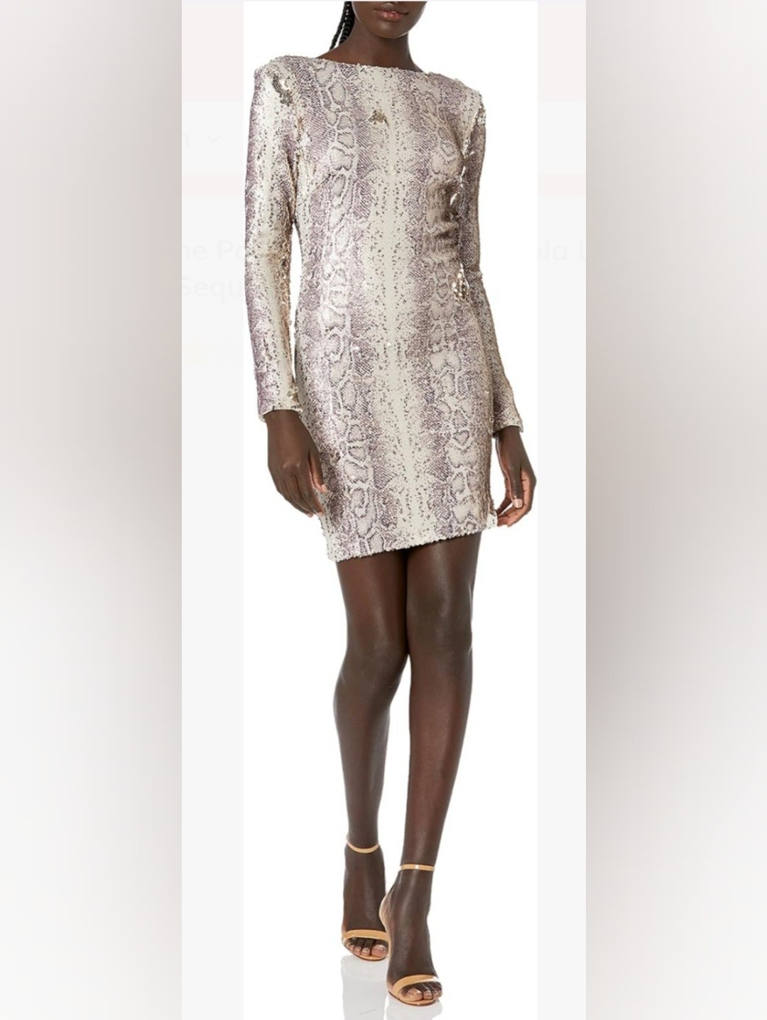 Dress The Population Lola Long Sleeve Sequin Python Dress Nwt Size Large